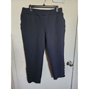 SOFT SURROUNDINGS Black Scallop Leg Stretch Cropped Ankle‎ Pants Size Large